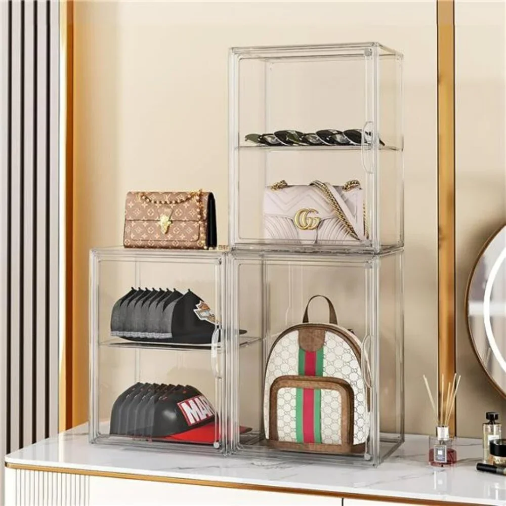 Clear Purse Organizer Acrylic Stackable Display Box for Handbags Wallets Bags